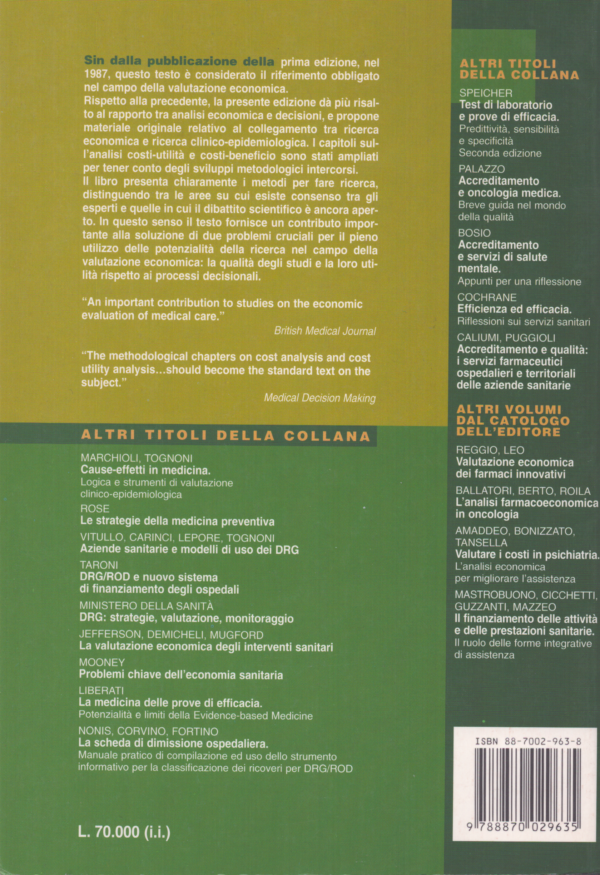 Metodi Per La Valutazione Economica Dei Programmi Sanitari - immagine 2
